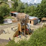 Aerial view of a giant 'Tree of Life' climbing tower for children
